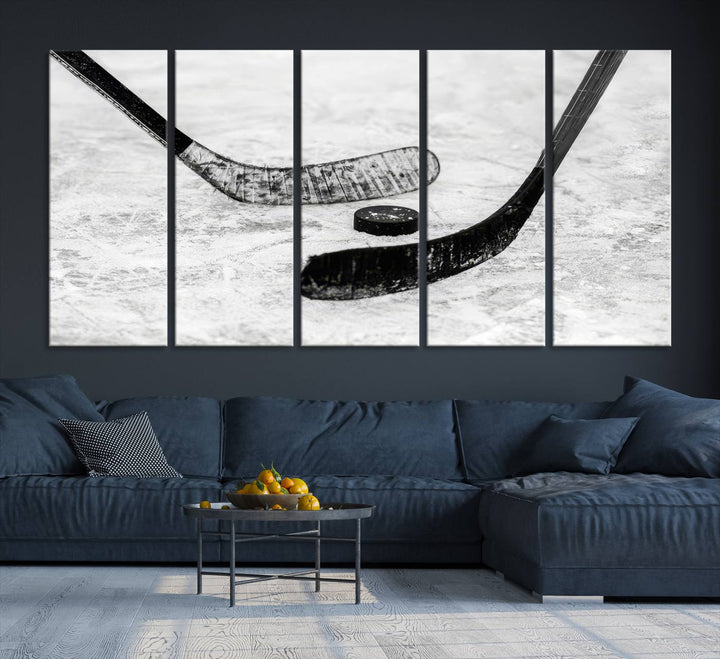 Winter Ice Hockey Wall Art Sport Canvas Print Hockey Fan Gift Framed Ready to Hang