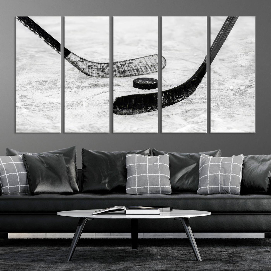 Winter Ice Hockey Wall Art Sport Canvas Print Hockey Fan Gift Framed Ready to Hang