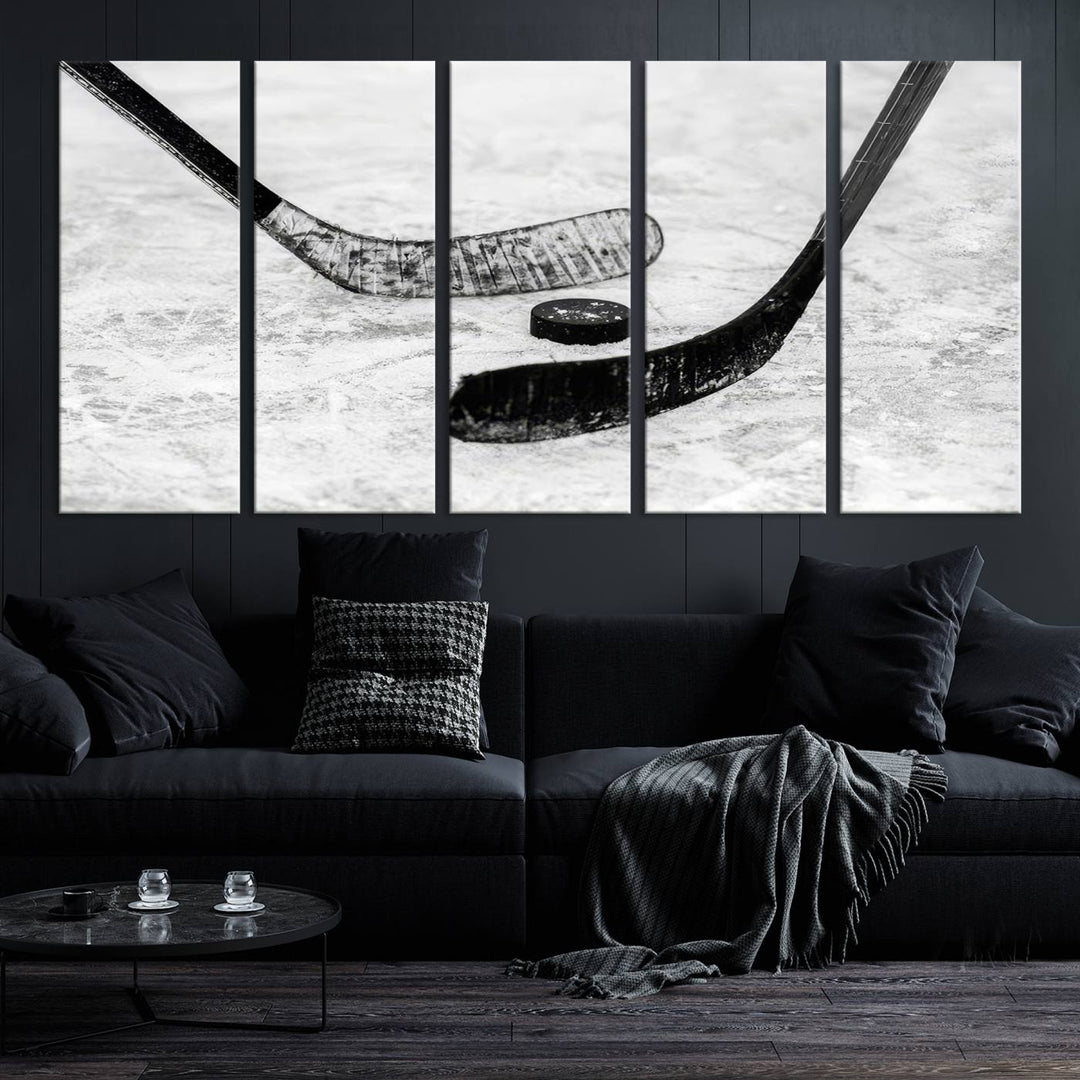 Winter Ice Hockey Wall Art Sport Canvas Print Hockey Fan Gift Framed Ready to Hang