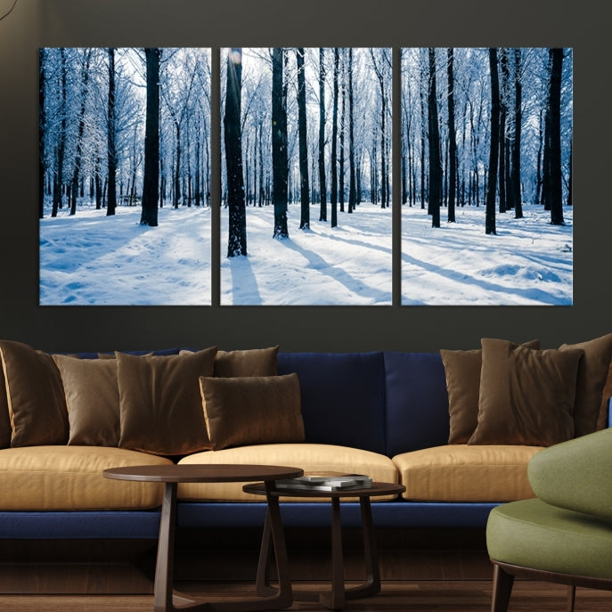 Winter Season in Forest Wall Art Canvas Print