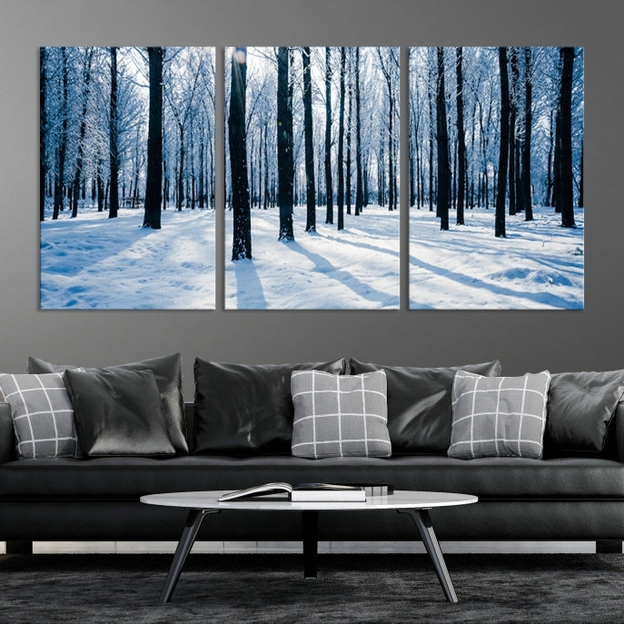 Winter Season in Forest Wall Art Canvas Print