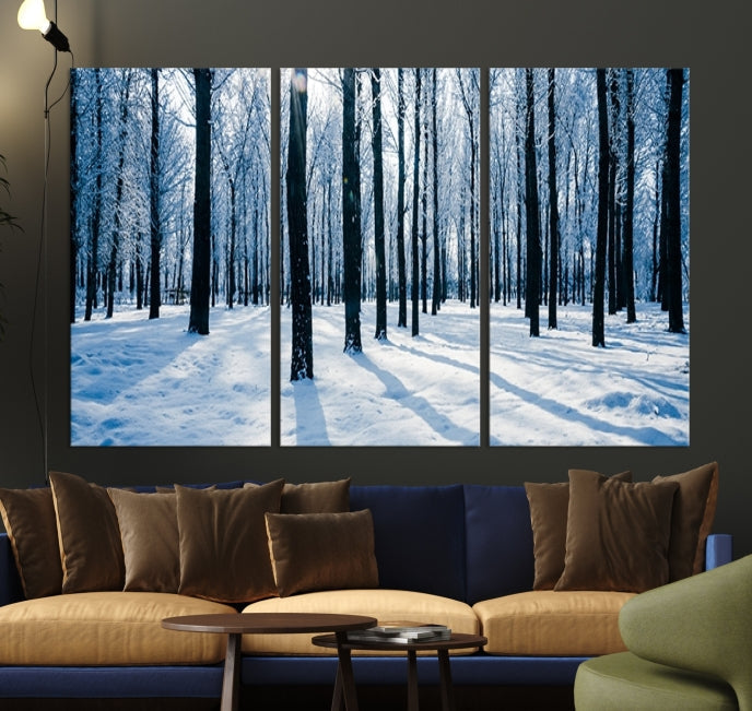 Winter Season in Forest Wall Art Canvas Print