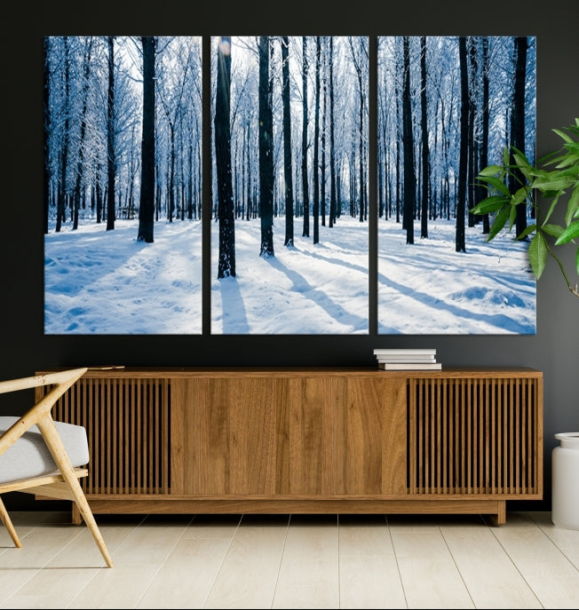 Winter Season in Forest Wall Art Canvas Print