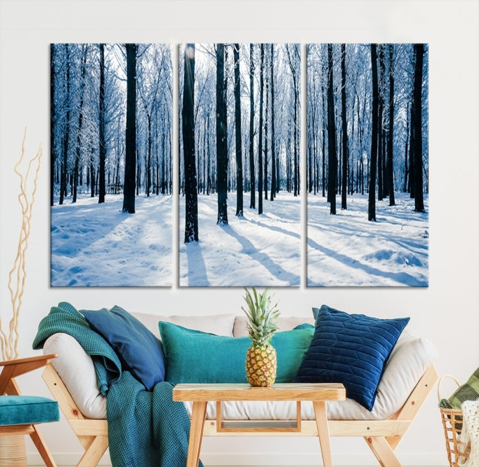 Winter Season in Forest Wall Art Canvas Print