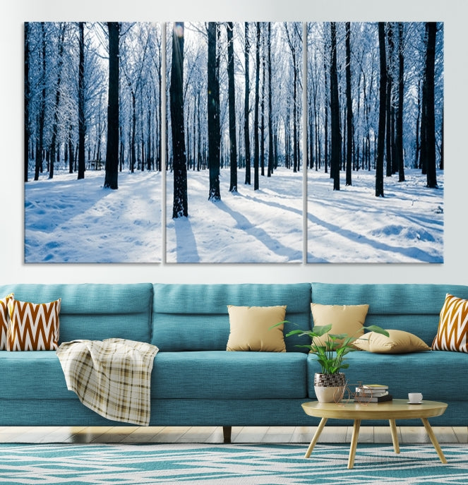 Winter Season in Forest Wall Art Canvas Print