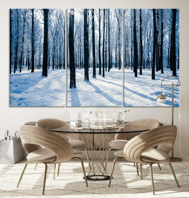 Winter Season in Forest Wall Art Canvas Print