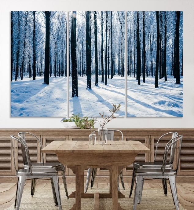 Winter Season in Forest Wall Art Canvas Print