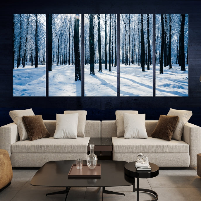 Winter Season in Forest Wall Art Canvas Print