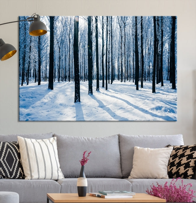 Winter Season in Forest Wall Art Canvas Print