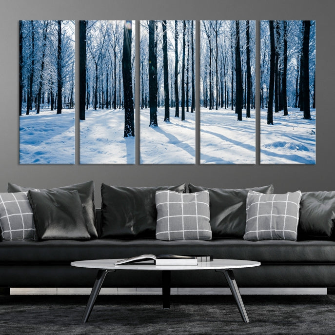 Winter Season in Forest Wall Art Canvas Print