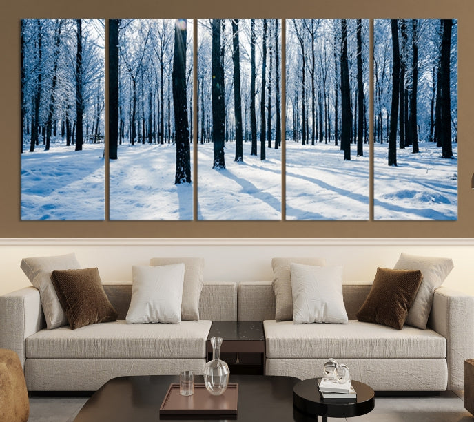 Winter Season in Forest Wall Art Canvas Print