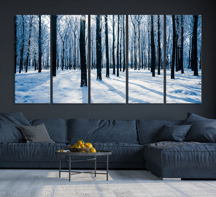 Winter Season in Forest Wall Art Canvas Print