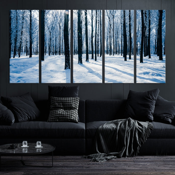 Winter Season in Forest Wall Art Canvas Print