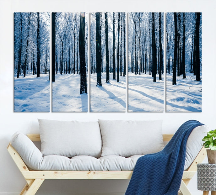 Winter Season in Forest Wall Art Canvas Print