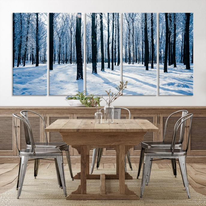 Winter Season in Forest Wall Art Canvas Print