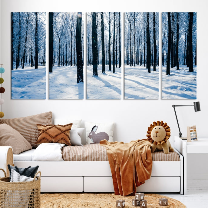 Winter Season in Forest Wall Art Canvas Print