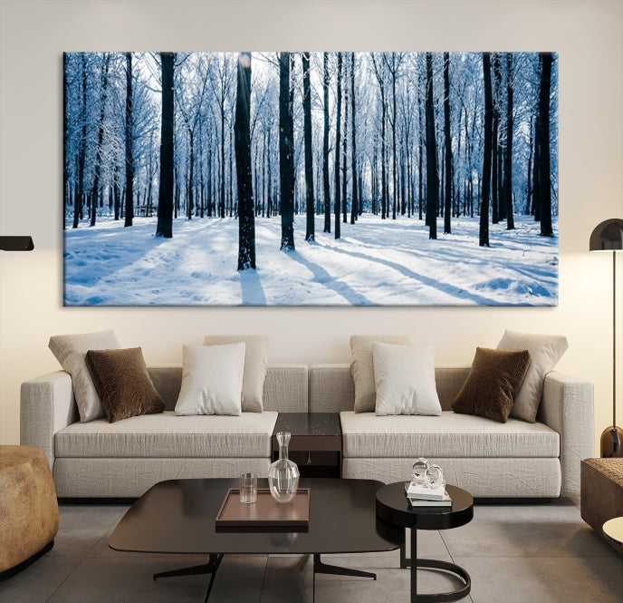 Winter Season in Forest Wall Art Canvas Print