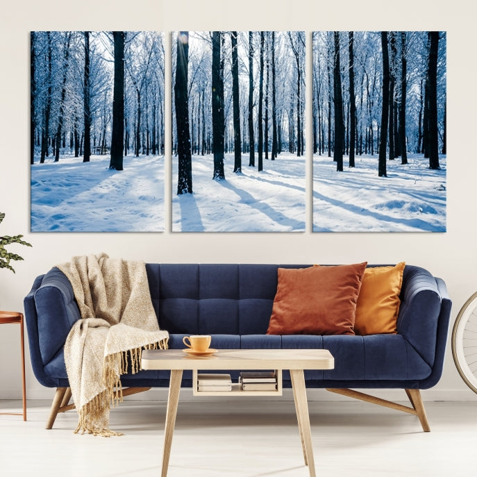 Winter Season in Forest Wall Art Canvas Print