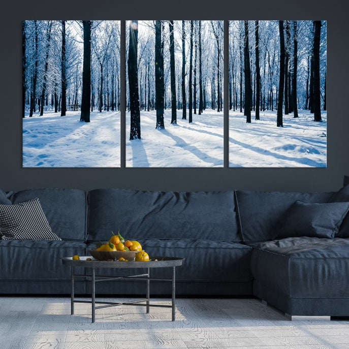 Winter Season in Forest Wall Art Canvas Print