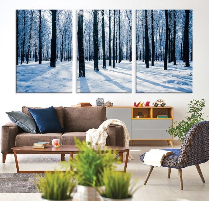 Winter Season in Forest Wall Art Canvas Print