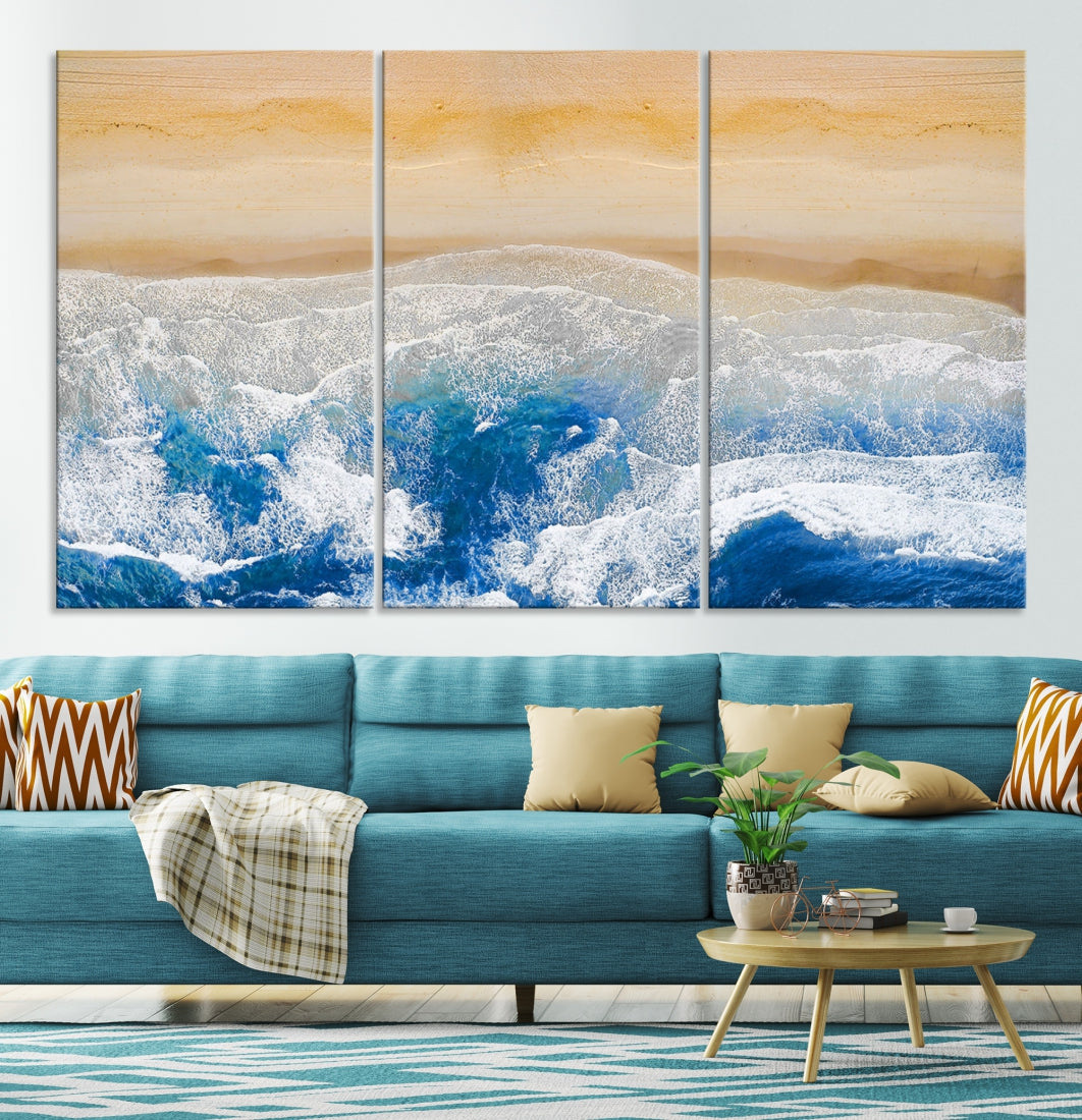 Wonderful Aerial Beach Canvas Wall Art Print Ocean Landscape Framed Ready to Hang Artwork