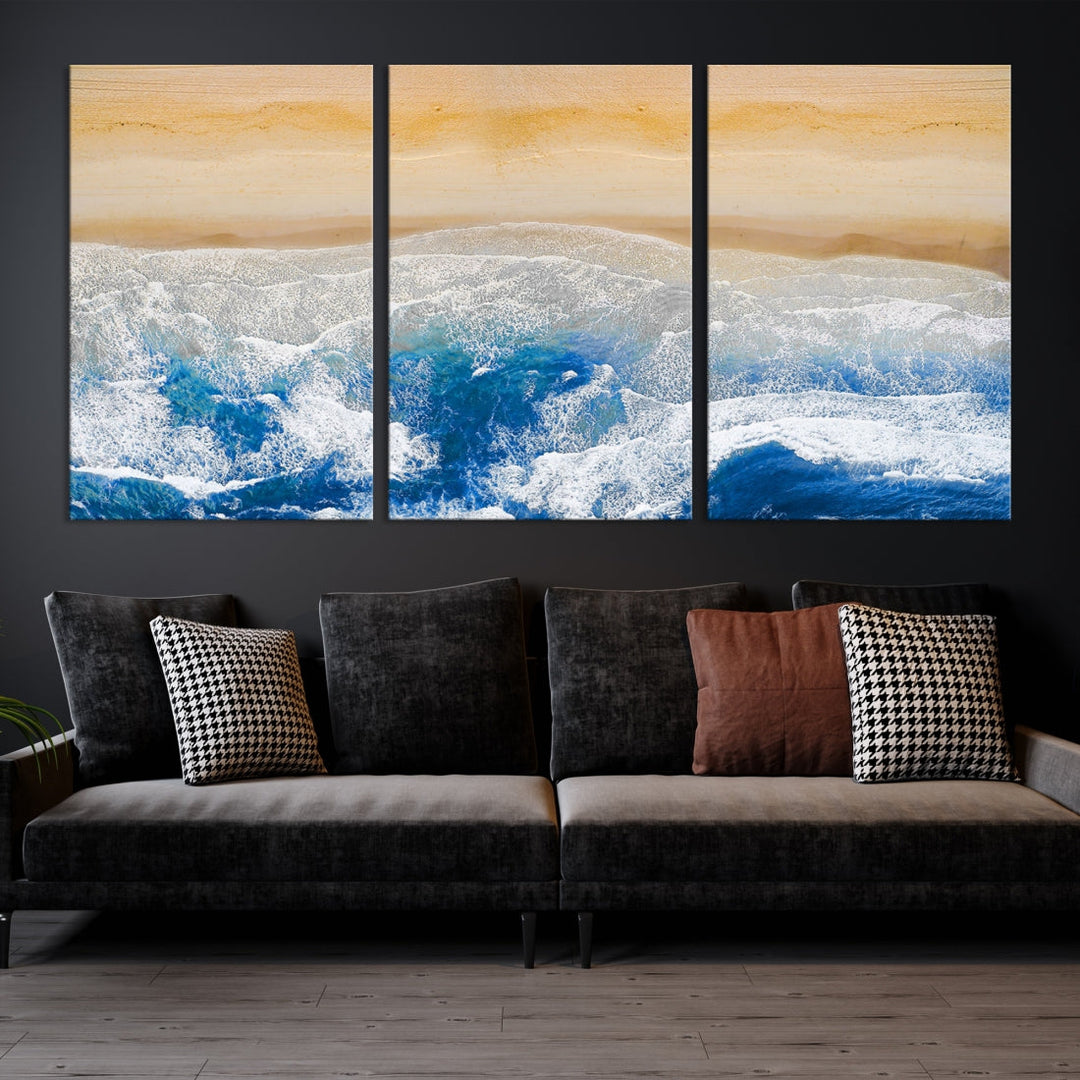 Wonderful Aerial Beach Canvas Wall Art Print Ocean Landscape Framed Ready to Hang Artwork