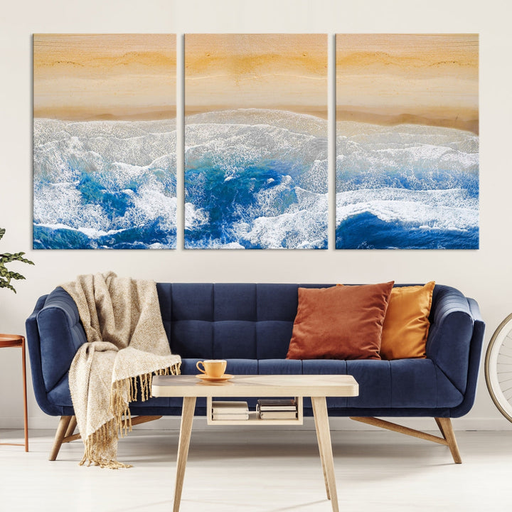 Wonderful Aerial Beach Canvas Wall Art Print Ocean Landscape Framed Ready to Hang Artwork