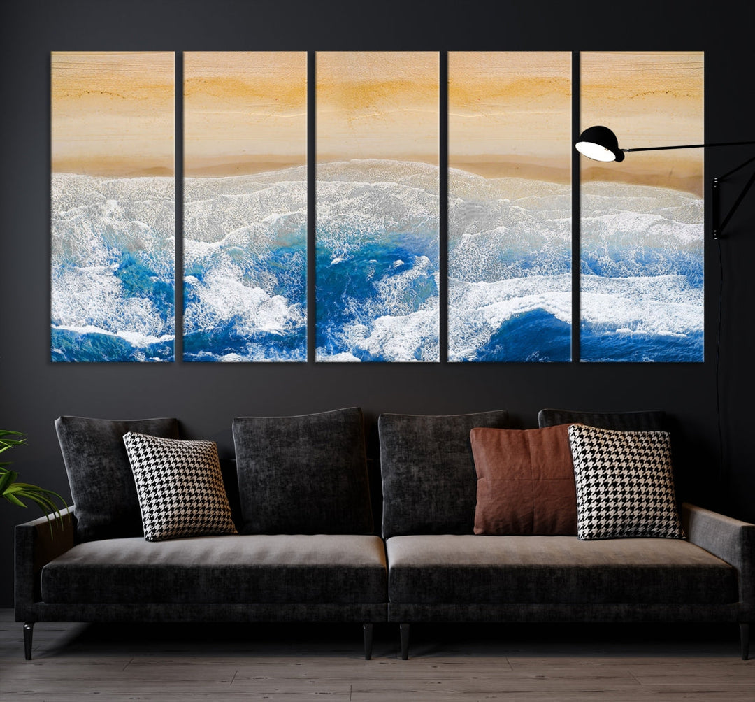 Wonderful Aerial Beach Canvas Wall Art Print Ocean Landscape Framed Ready to Hang Artwork