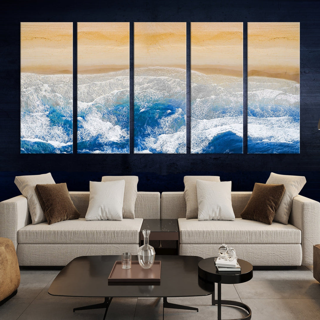 Wonderful Aerial Beach Canvas Wall Art Print Ocean Landscape Framed Ready to Hang Artwork