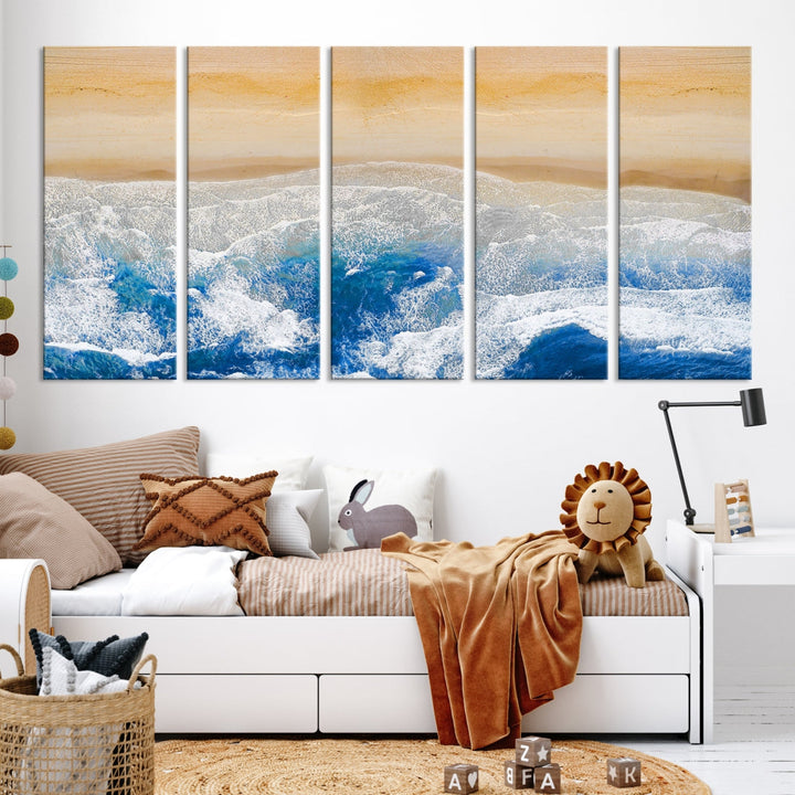 Wonderful Aerial Beach Canvas Wall Art Print Ocean Landscape Framed Ready to Hang Artwork