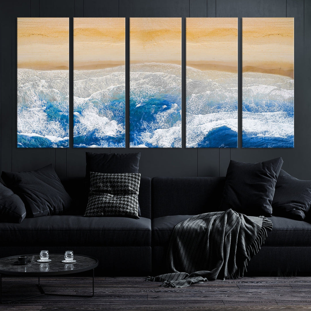 Wonderful Aerial Beach Canvas Wall Art Print Ocean Landscape Framed Ready to Hang Artwork