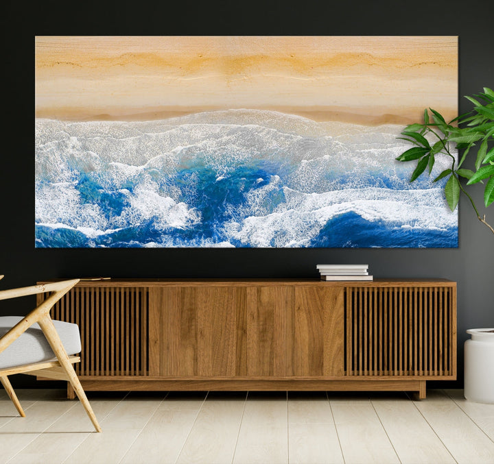 Wonderful Aerial Beach Canvas Wall Art Print Ocean Landscape Framed Ready to Hang Artwork