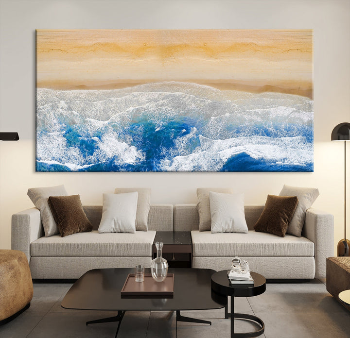 Wonderful Aerial Beach Canvas Wall Art Print Ocean Landscape Framed Ready to Hang Artwork