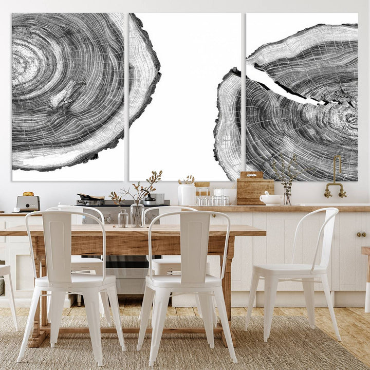 Wood Tree Ring Wall Art Canvas Prints, Lake House and Farmhouse Wall Art Decor