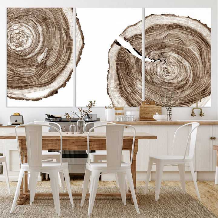 Wood Tree Ring Wall Art Canvas Prints, Lake House and Farmhouse Wall Art Print