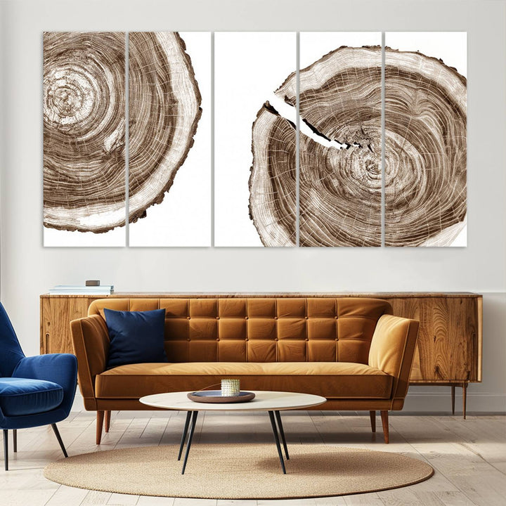 Wood Tree Ring Wall Art Canvas Prints, Lake House and Farmhouse Wall Art Print