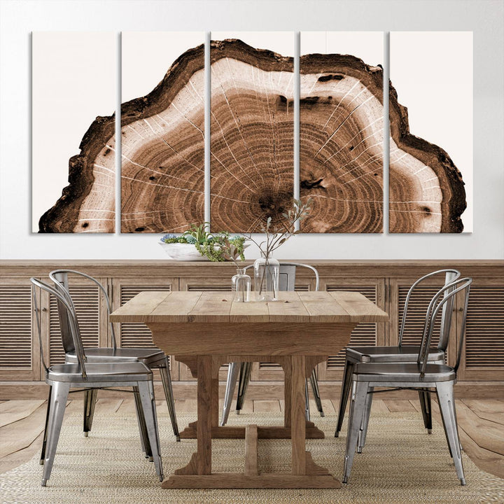 Wood Tree Rings Abstract Wall Art Canvas Print