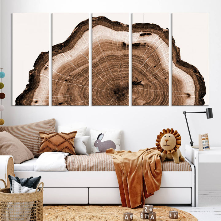 Wood Tree Rings Abstract Wall Art Canvas Print