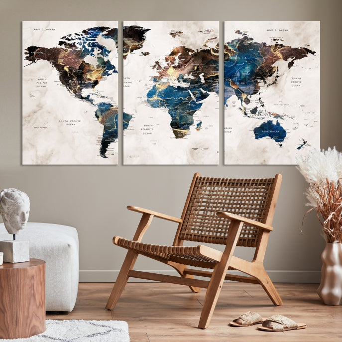 Add a Touch of Abstract Style to Your Decor with Our World Map Wall Art Canvas Print