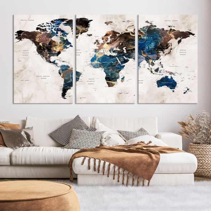 Add a Touch of Abstract Style to Your Decor with Our World Map Wall Art Canvas Print