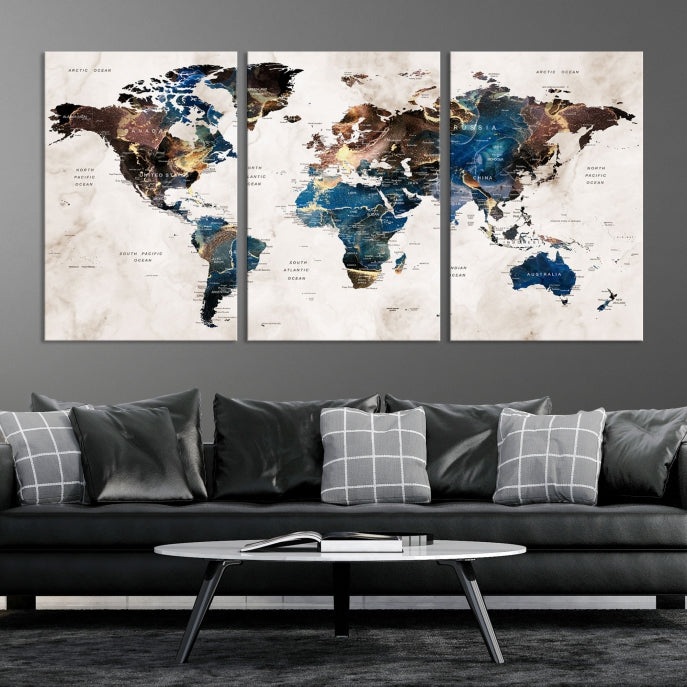 Add a Touch of Abstract Style to Your Decor with Our World Map Wall Art Canvas Print