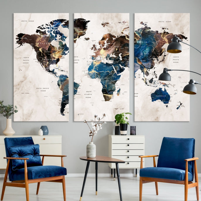 Add a Touch of Abstract Style to Your Decor with Our World Map Wall Art Canvas Print