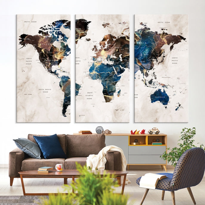 Add a Touch of Abstract Style to Your Decor with Our World Map Wall Art Canvas Print