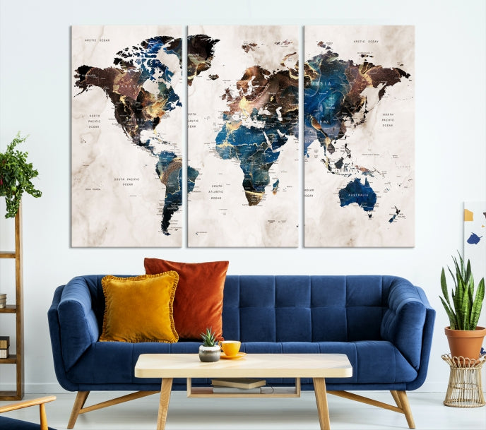 Add a Touch of Abstract Style to Your Decor with Our World Map Wall Art Canvas Print