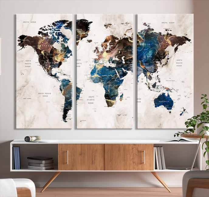 Add a Touch of Abstract Style to Your Decor with Our World Map Wall Art Canvas Print