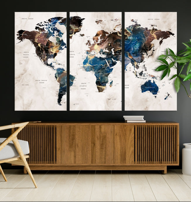 Add a Touch of Abstract Style to Your Decor with Our World Map Wall Art Canvas Print