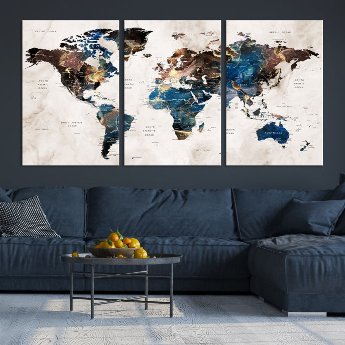 Add a Touch of Abstract Style to Your Decor with Our World Map Wall Art Canvas Print