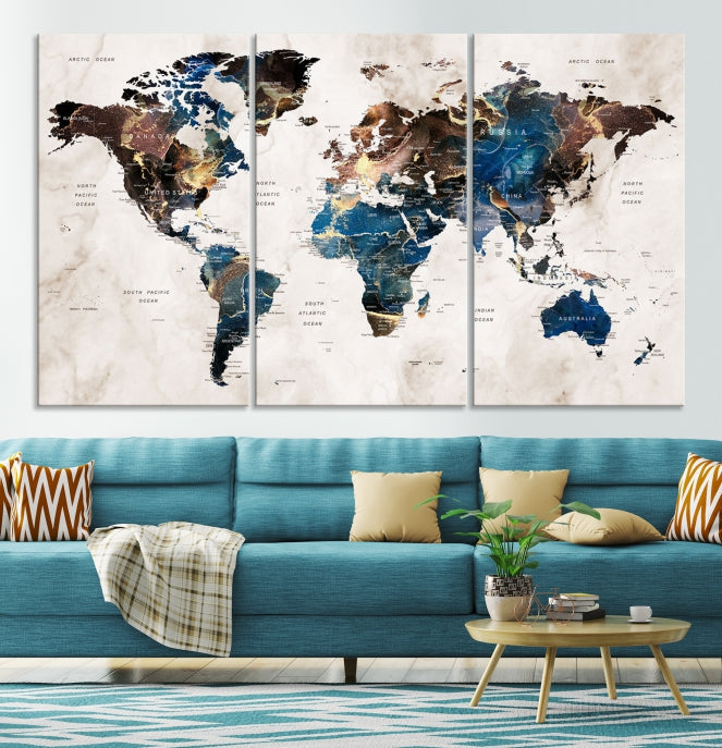 Add a Touch of Abstract Style to Your Decor with Our World Map Wall Art Canvas Print