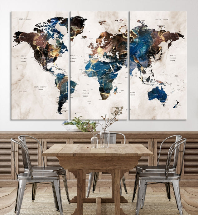 Add a Touch of Abstract Style to Your Decor with Our World Map Wall Art Canvas Print