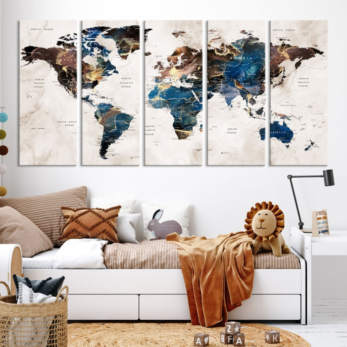 Add a Touch of Abstract Style to Your Decor with Our World Map Wall Art Canvas Print